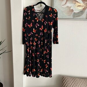 Torrid Black Dress with Colorful Butterfly Print
